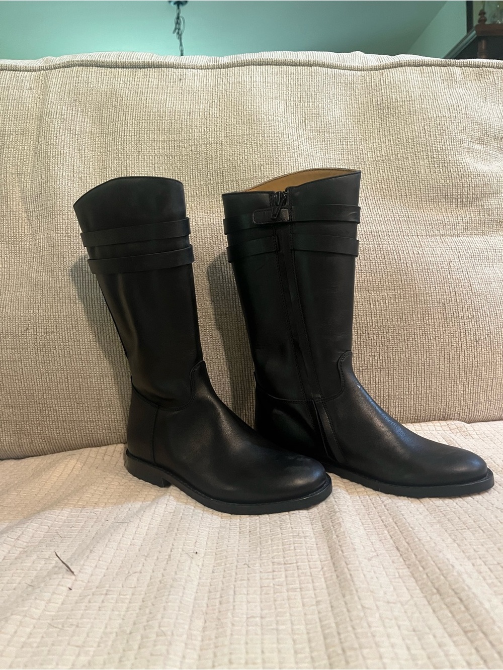 Bonpoint Black Leather Tall Boots Size 28 for Kids